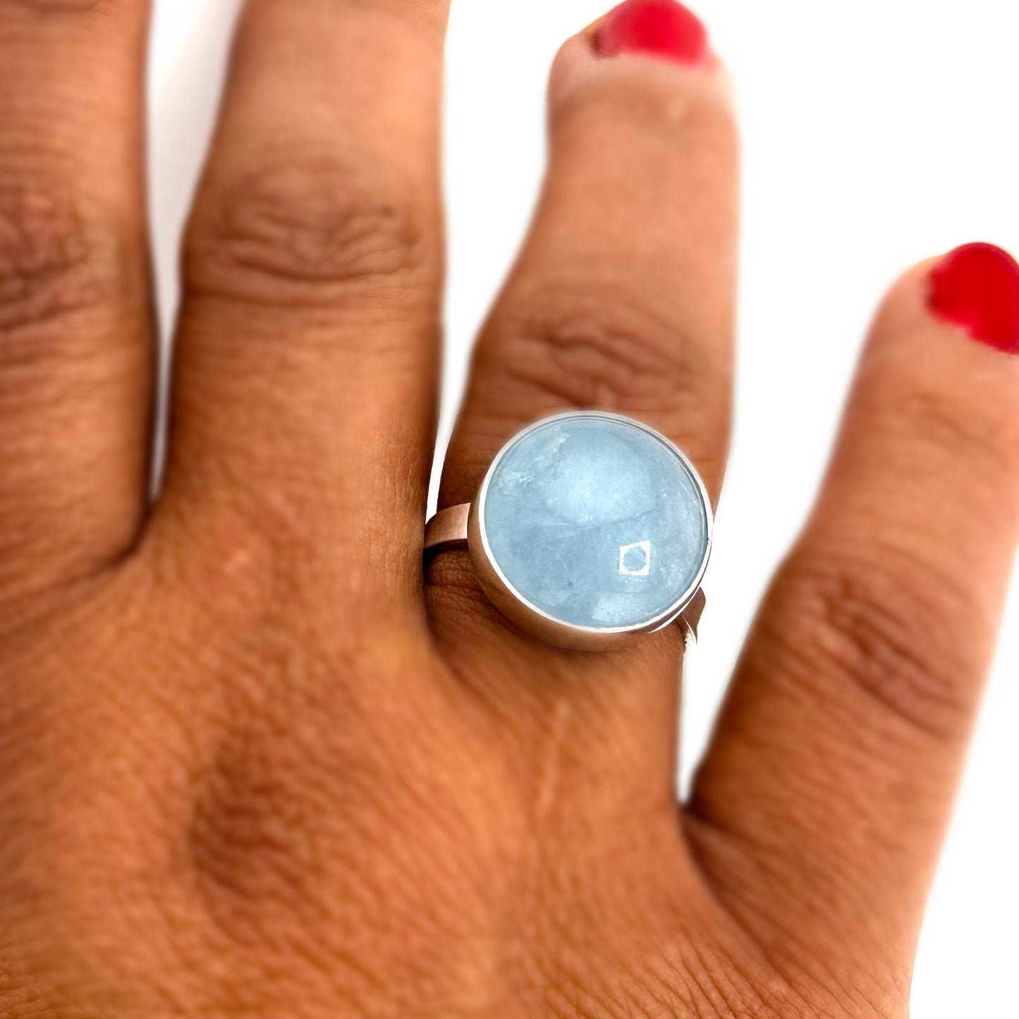 Blue Aquamarine Ring - Round