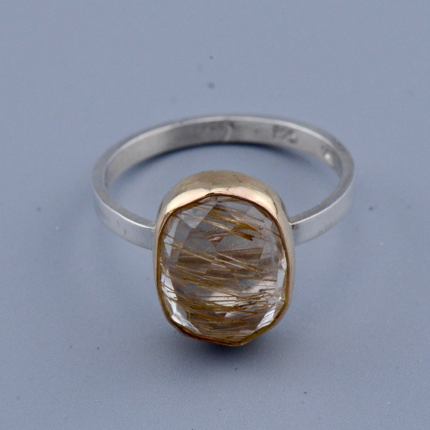 14K/SS Rutilated Quartz Ring