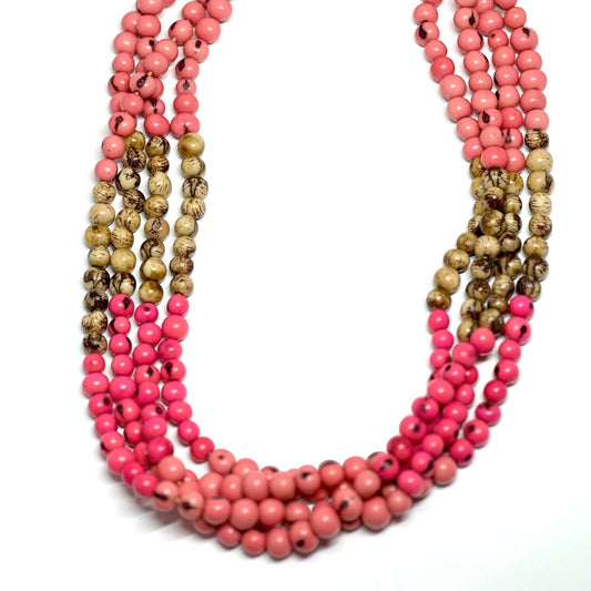 Pink & Natural - 4 strands Açai Necklace