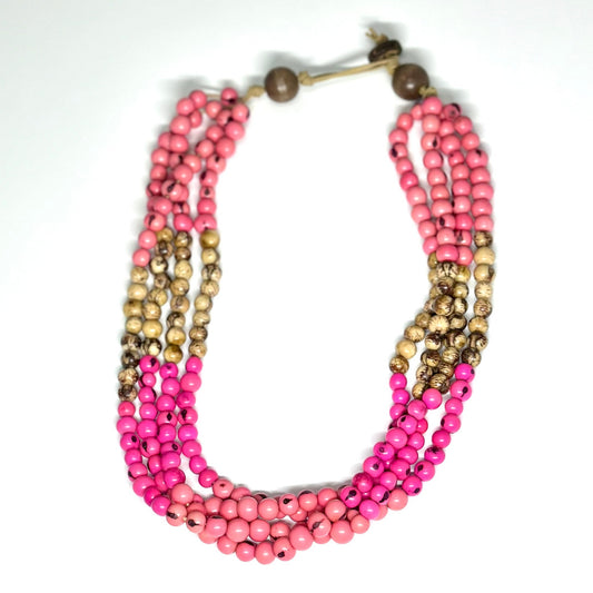 Pink & Natural - 4 strands Açai Necklace
