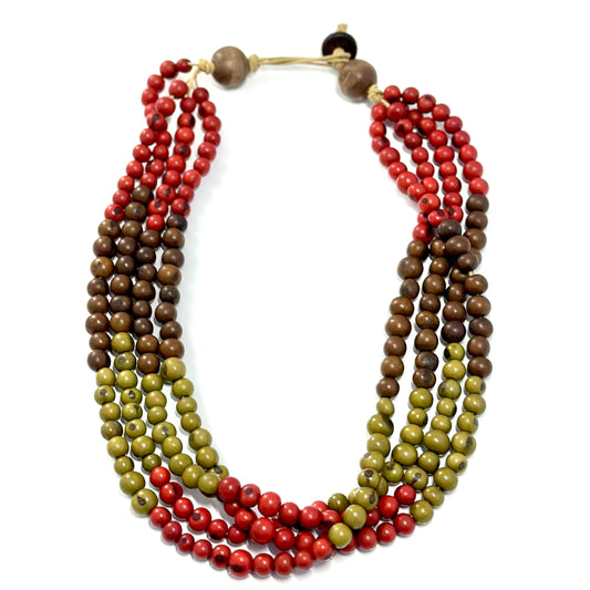 Red & Brown - 4 strands Açai Necklace
