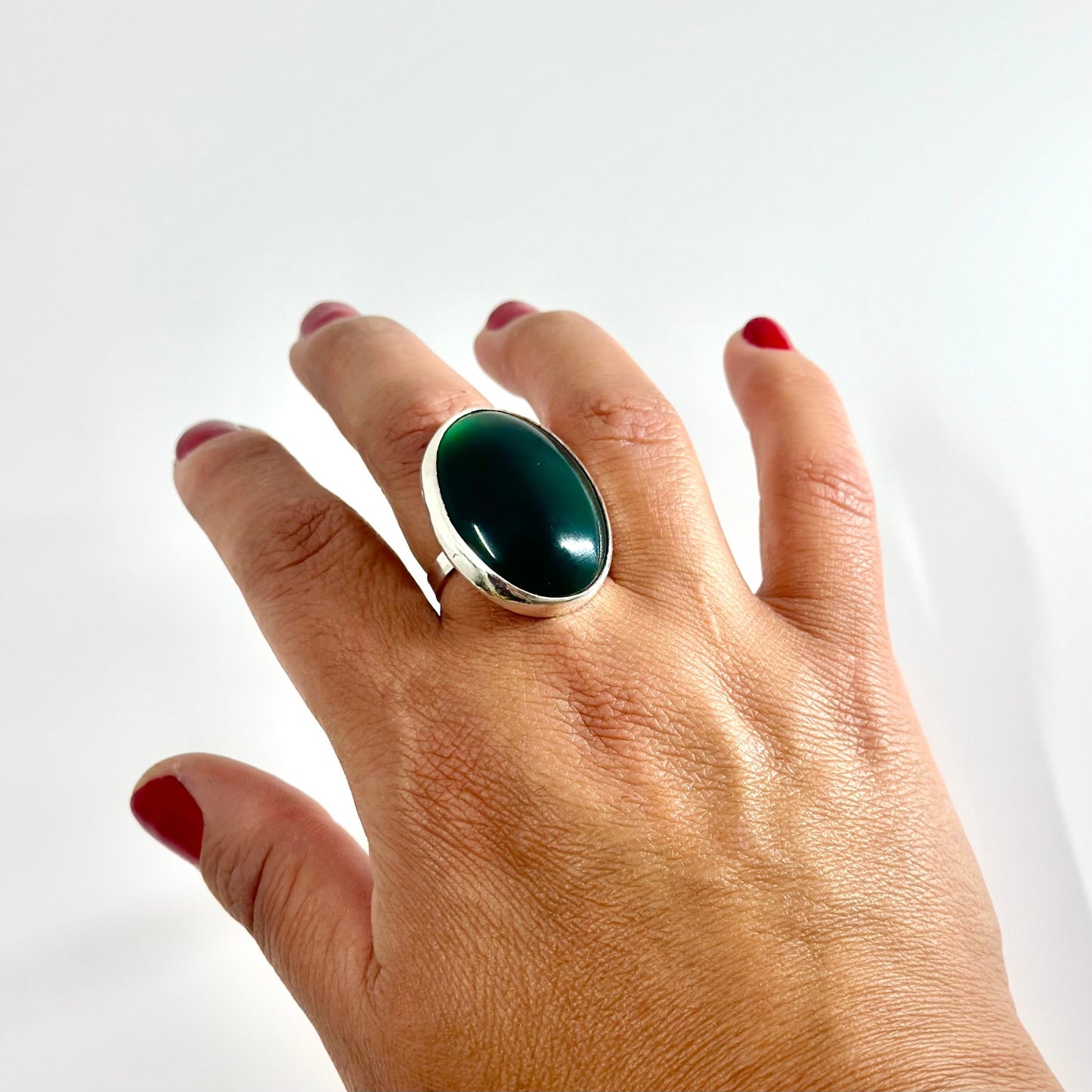 Oval Green Chalcedony Ring