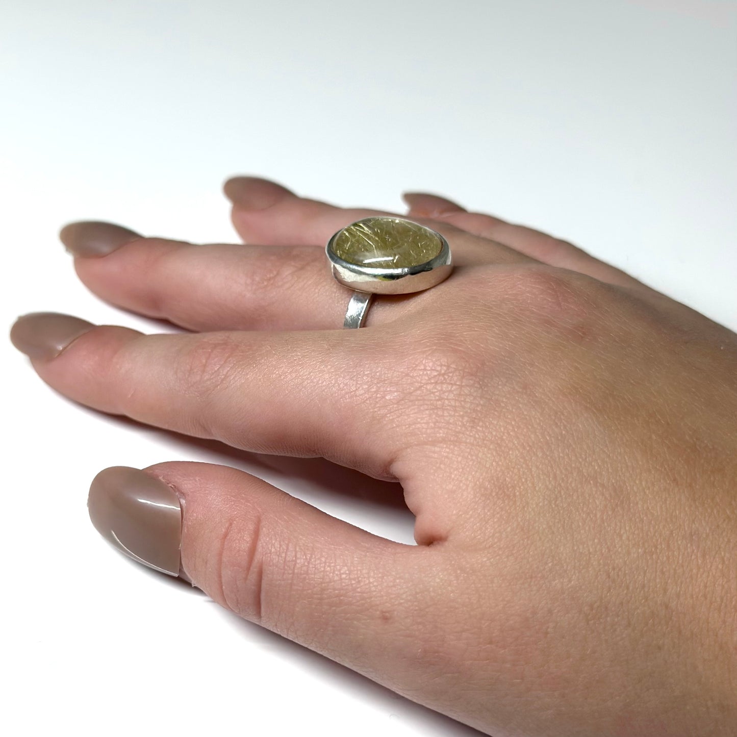 Rutilated Quartz Ring - Vertical oval