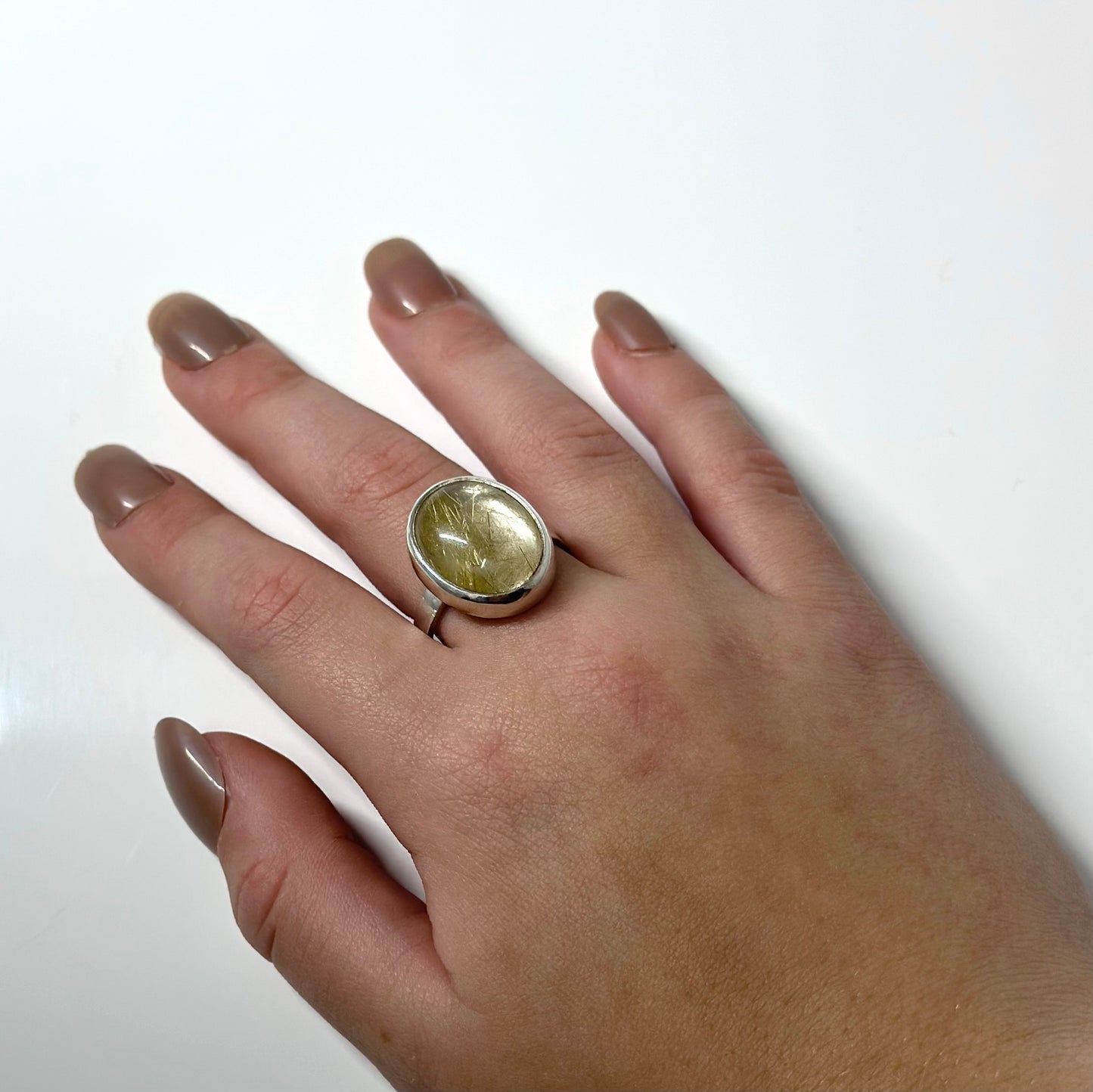 Rutilated Quartz Ring - Vertical oval