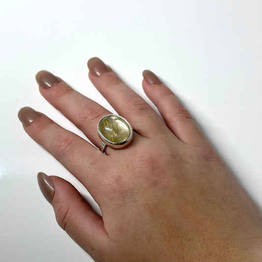 Rutilated Quartz Ring - Vertical oval
