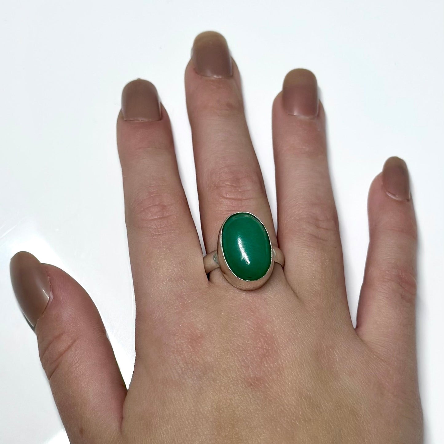 Green Chalcedony Ring