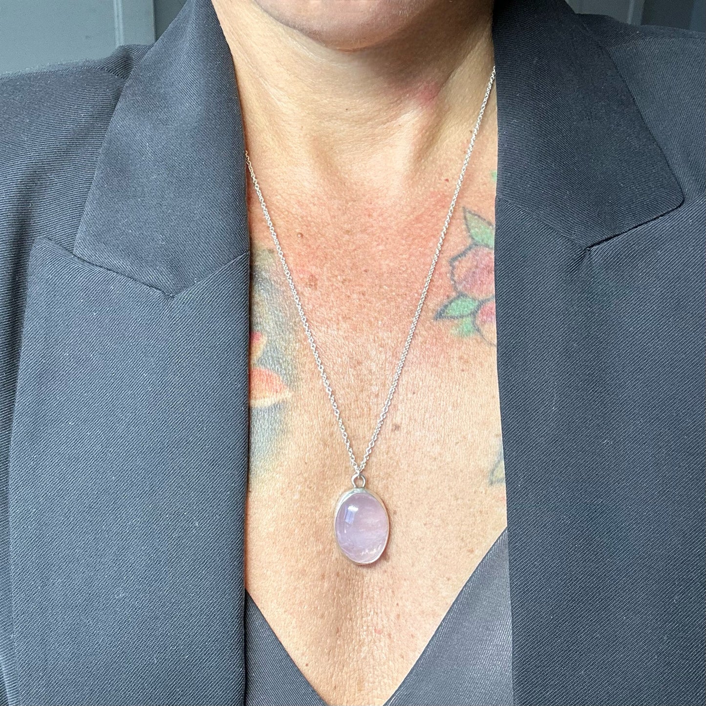 Rose Quartz Necklace (oval)