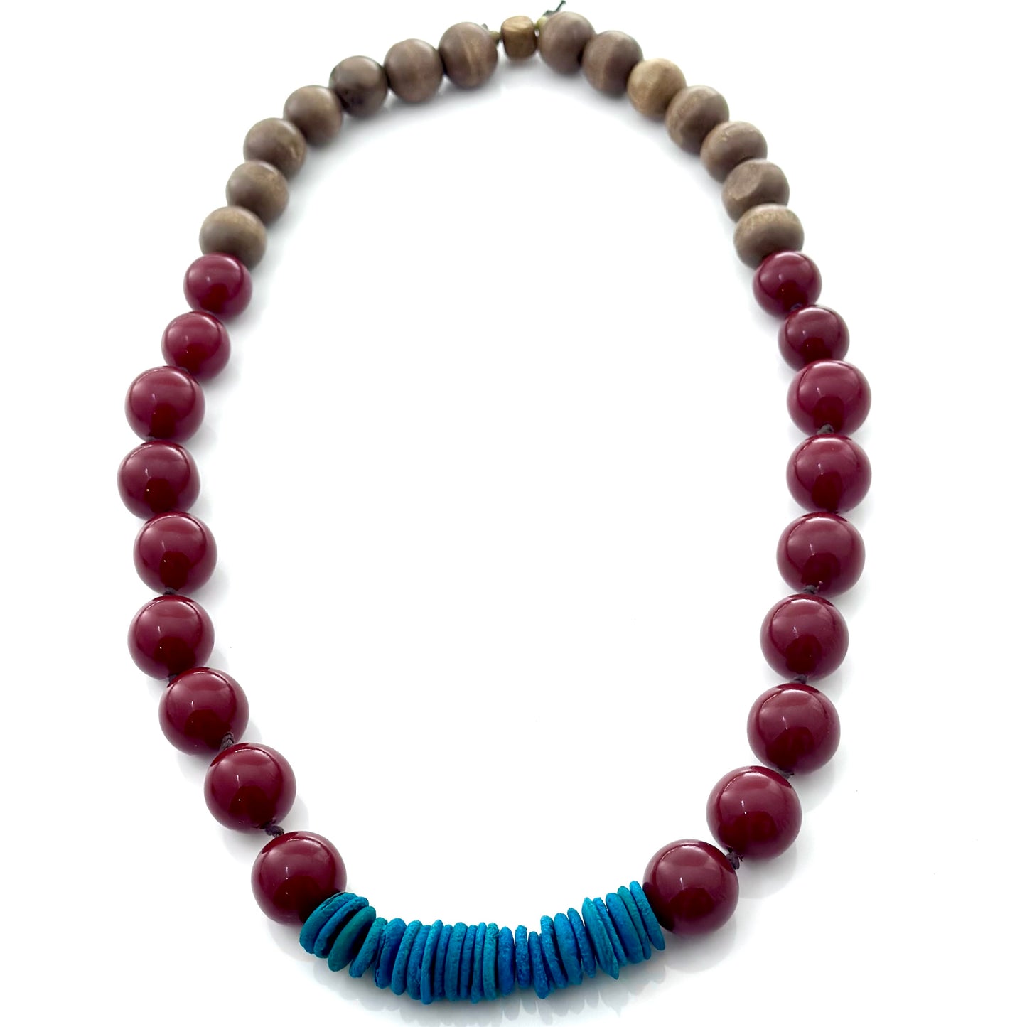 Red & Blue coconut Necklace