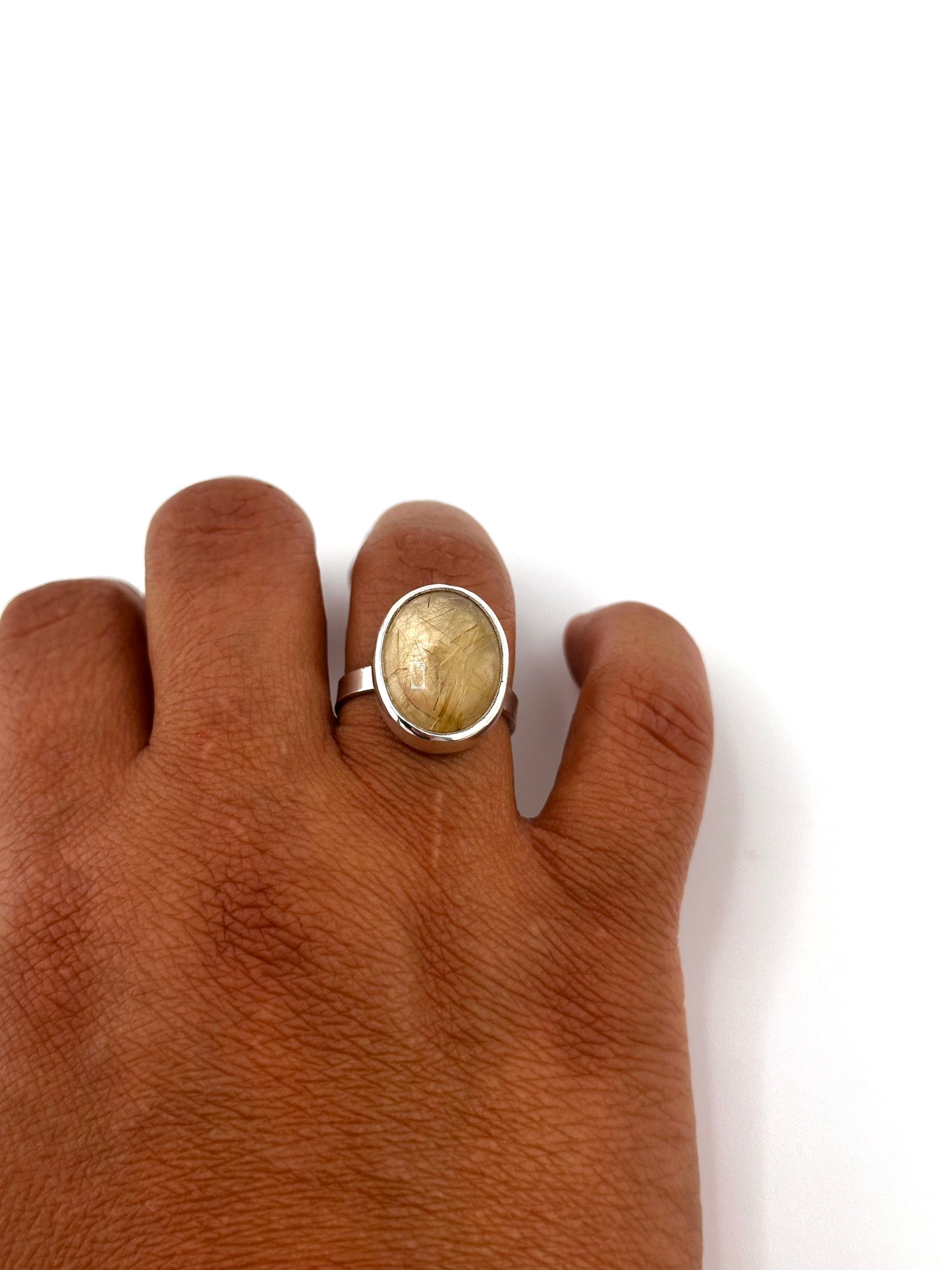 Rutilated Quartz Ring - Vertical oval