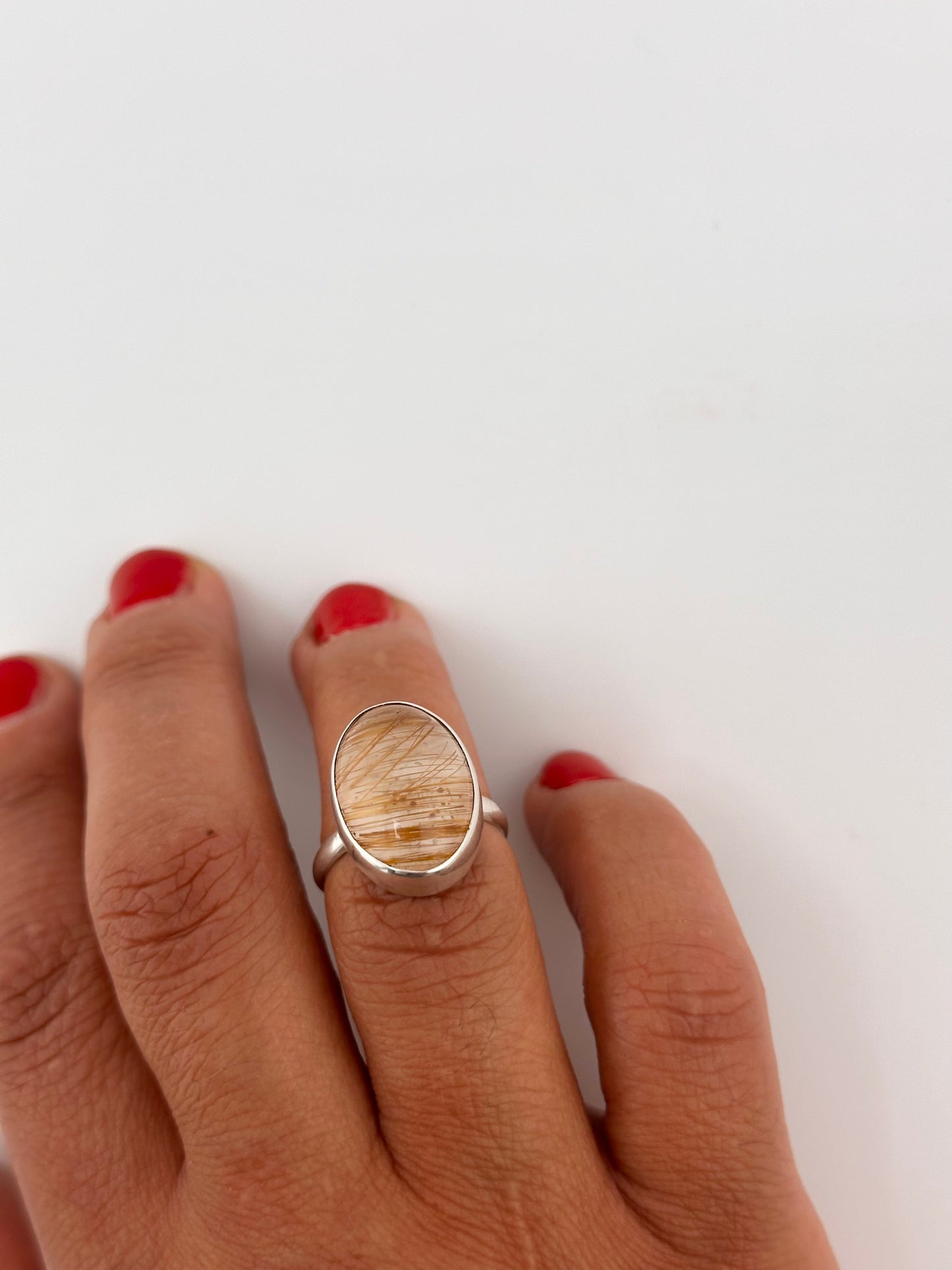 Rutilated Quartz Ring - Vertical oval