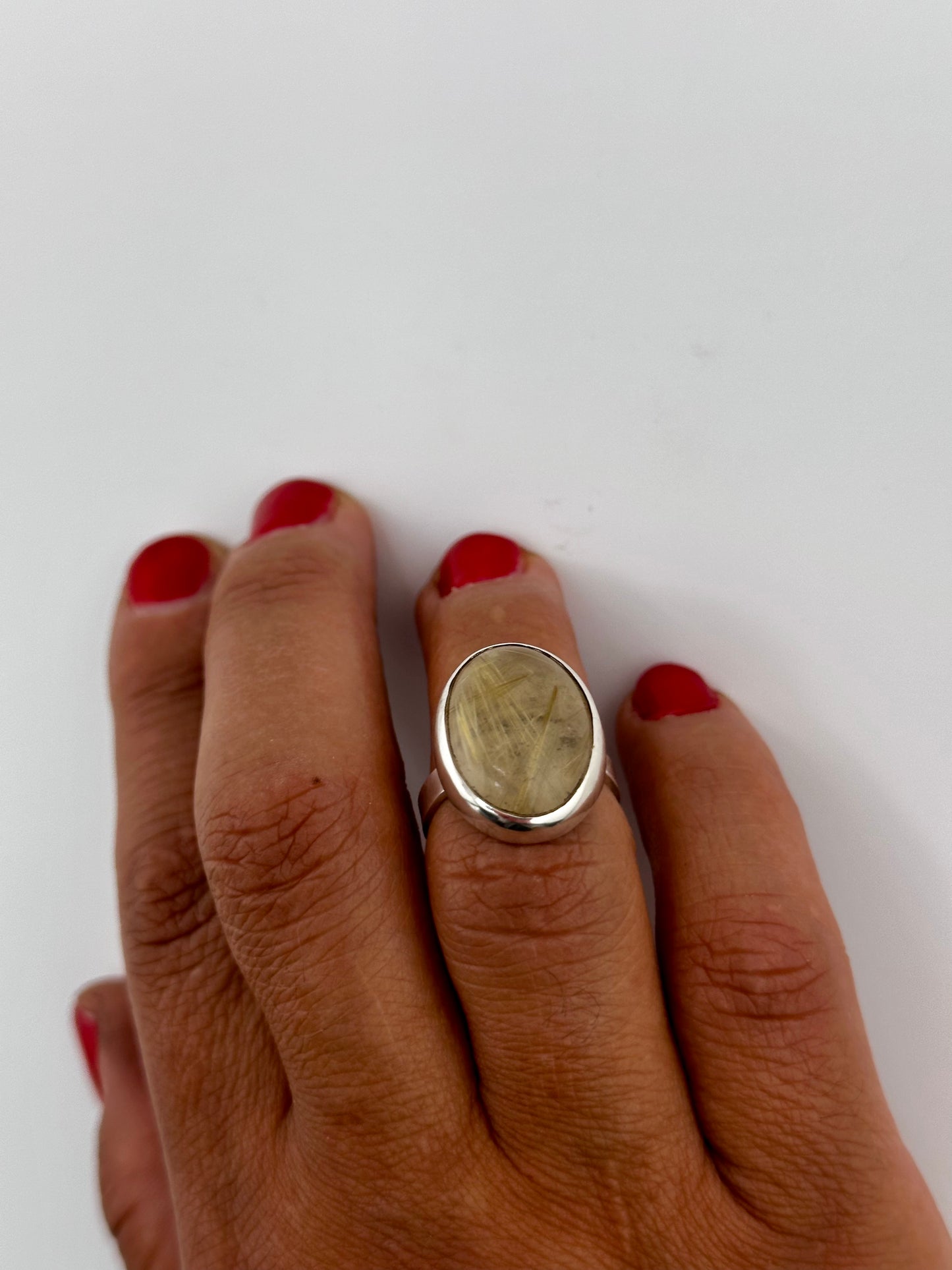 Rutilated Quartz Ring - Vertical oval