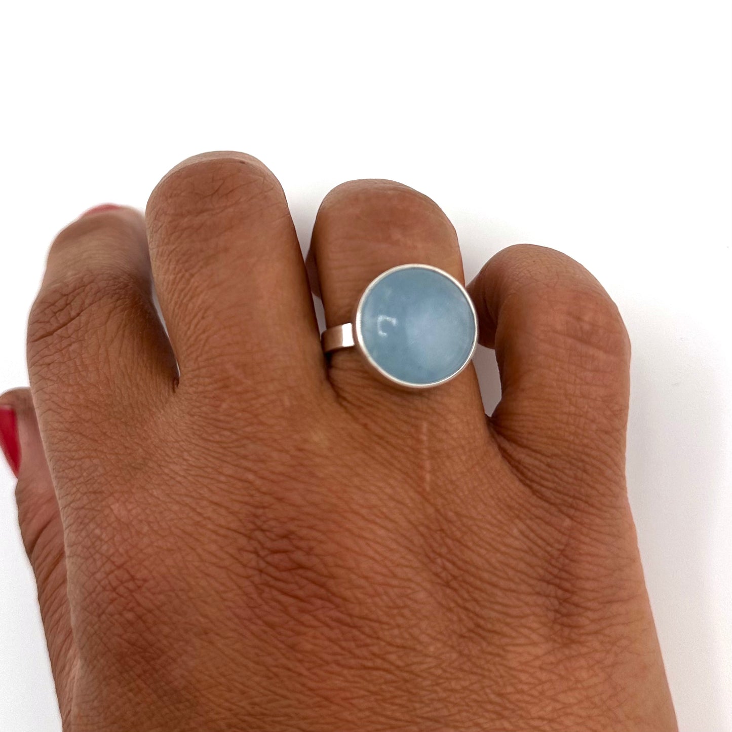 Blue Aquamarine Ring - Round