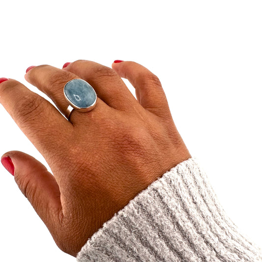 Aquamarine Ring - Vertical Oval