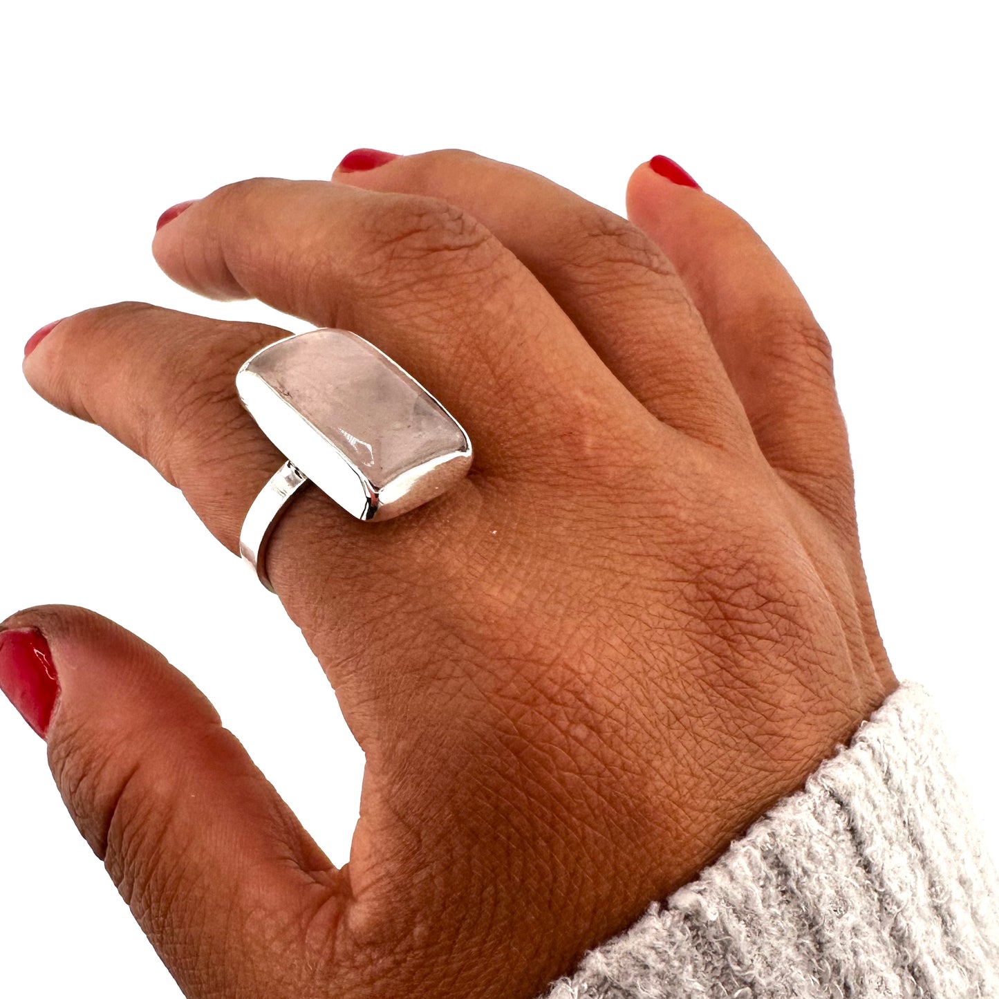 Rose Quartz Ring - rectangle