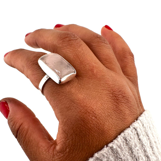 Rose Quartz Ring - rectangle
