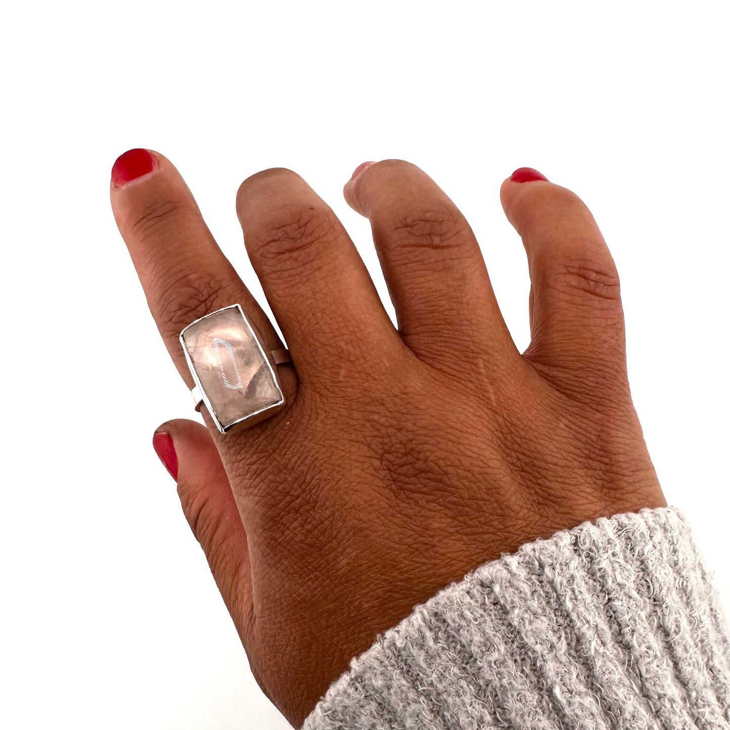 Rose Quartz Ring - rectangle