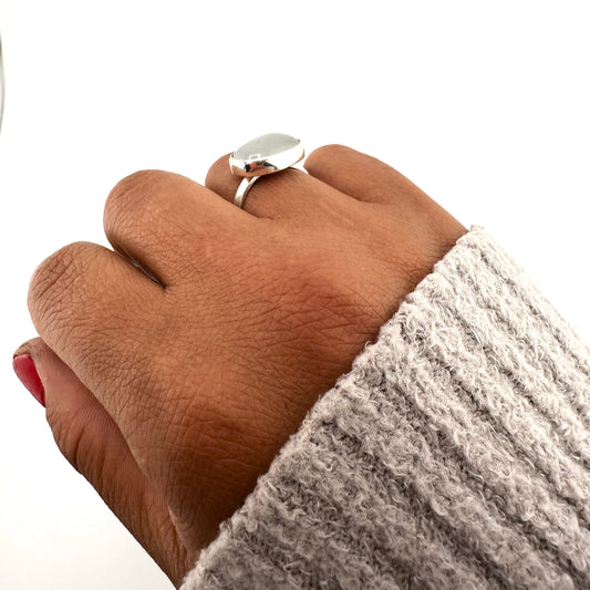 Frosted Aquamarine Oval Ring