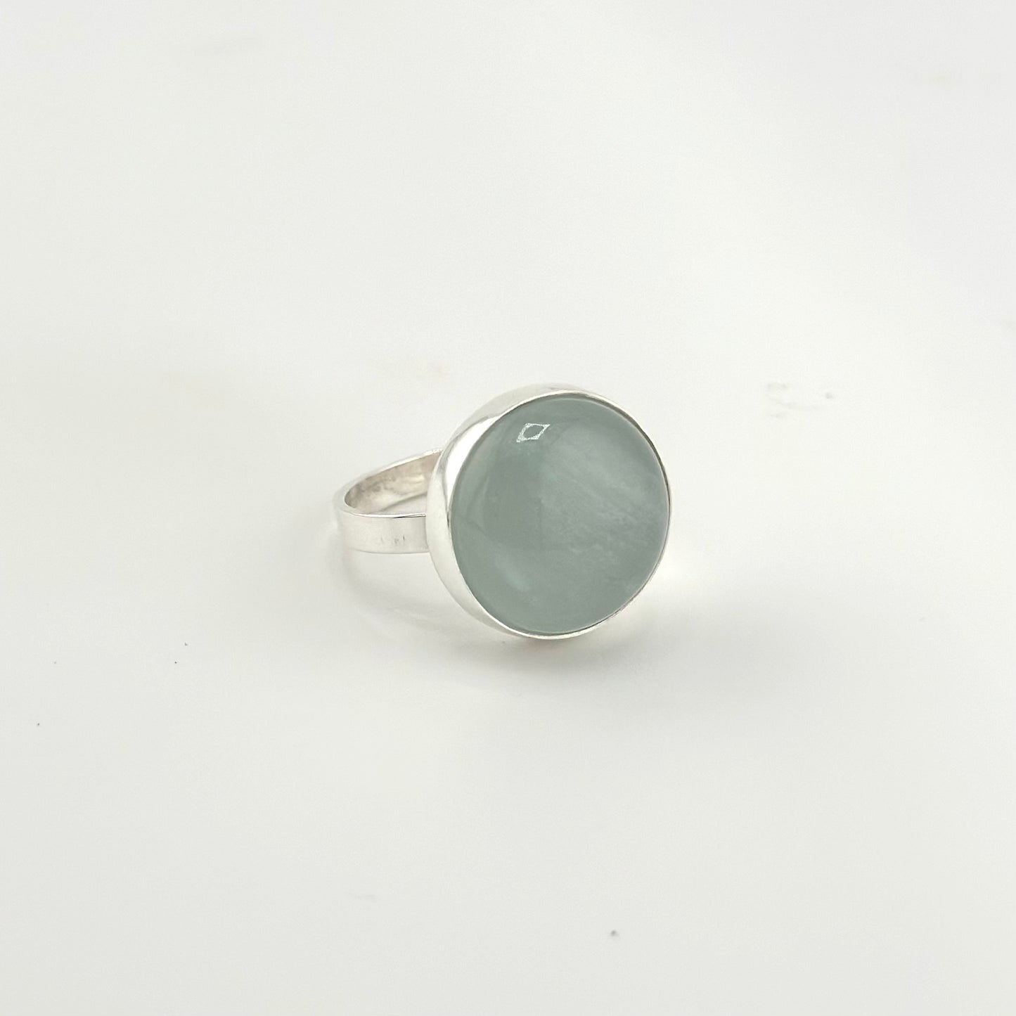 Green Aquamarine Ring - Round