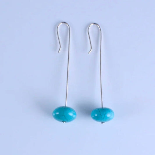 Earrings - Pendant w/ Blue disc Stone