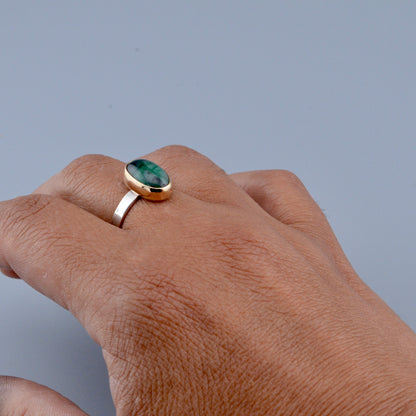 14K/SS Emerald Ring