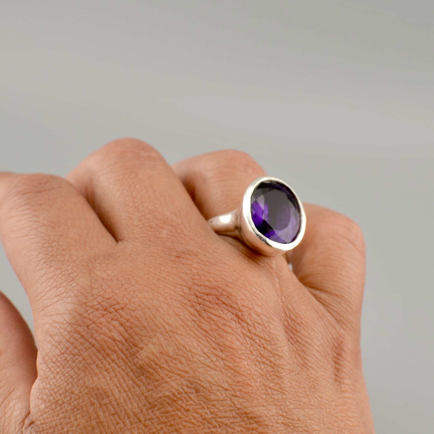 Amethyst  -  Oval Organic Ring