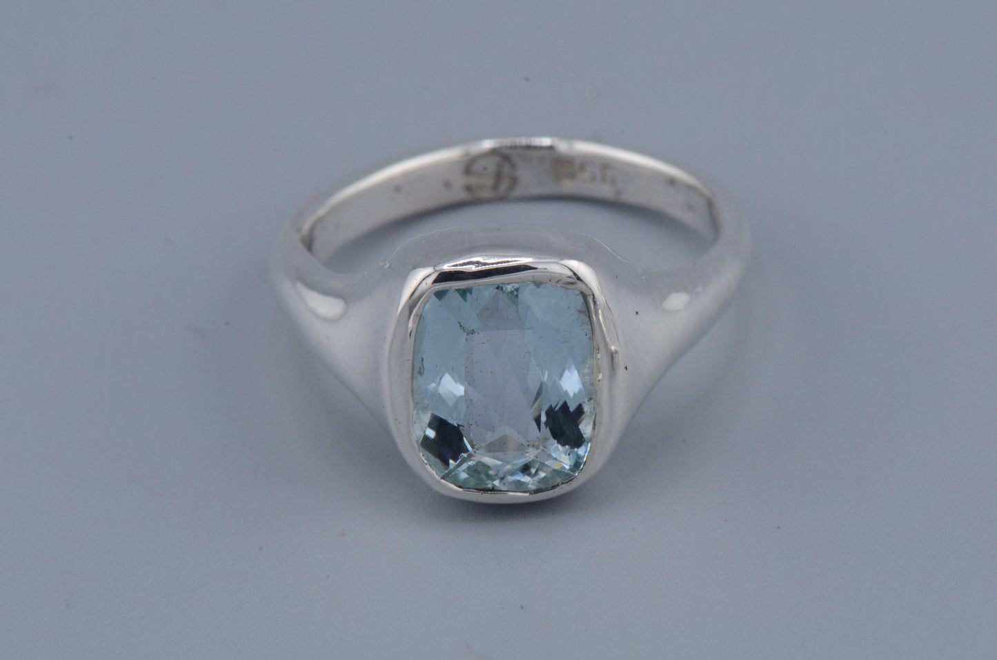 square Blue Topaz -  Organic Ring