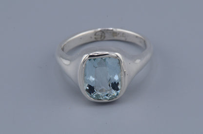 square Blue Topaz -  Organic Ring