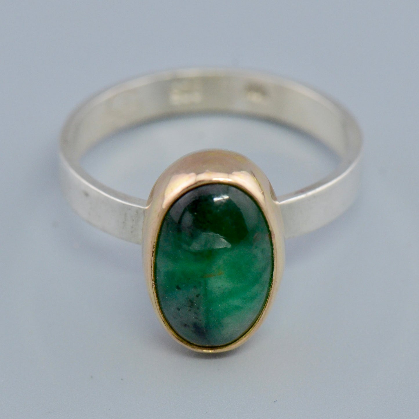 14K/SS Emerald Ring