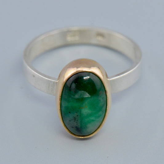 14K/SS Emerald Ring