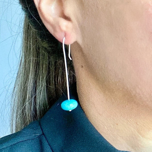 Earrings - Pendant w/ Blue disc Stone