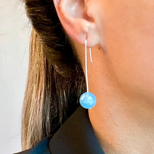 Earrings - Pendant w/ Blue Stone