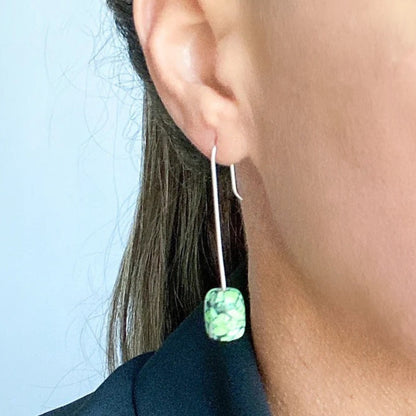 Earrings - Pendant w/ Green Stone