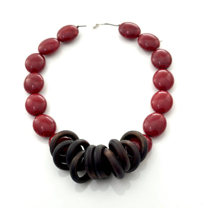 Red & wood Necklace