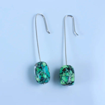 Earrings - Pendant w/ Green Stone