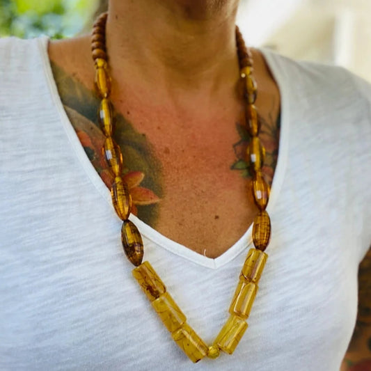 Necklace  - Resin Yellow/Gold-ish