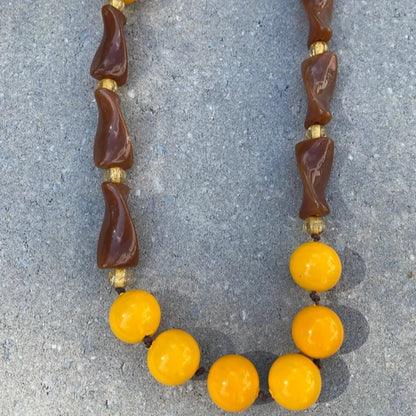 Long Necklace - Resin Yellow/brown