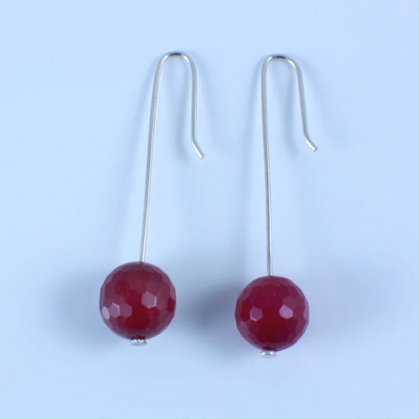 Earrings - Pendant w/ Red Stone